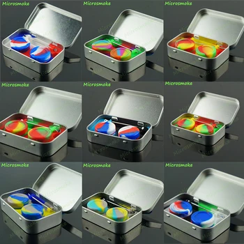 

1pcs Cheap Price Wholesale Tin Box Silicone Wax and Oil Container Non Stick Dab BHO Concentrate Jars with Titanium Dab Tool