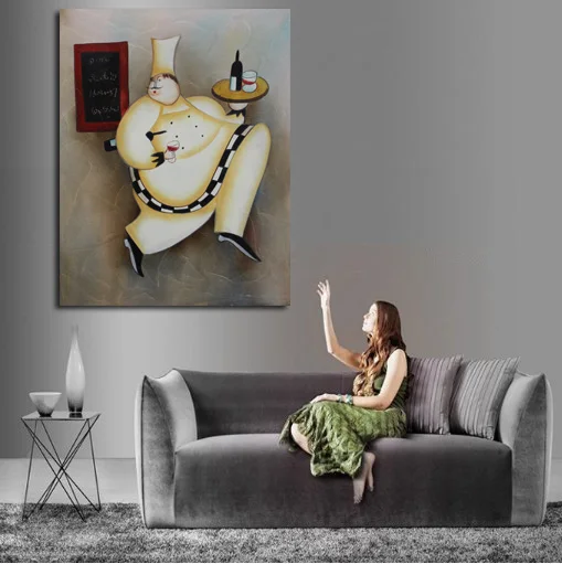 

New Design Handpainted Lively Art AbstractHappy Cook Oil Paintings on Canvas Abstract Wall Sticks for Home Decor