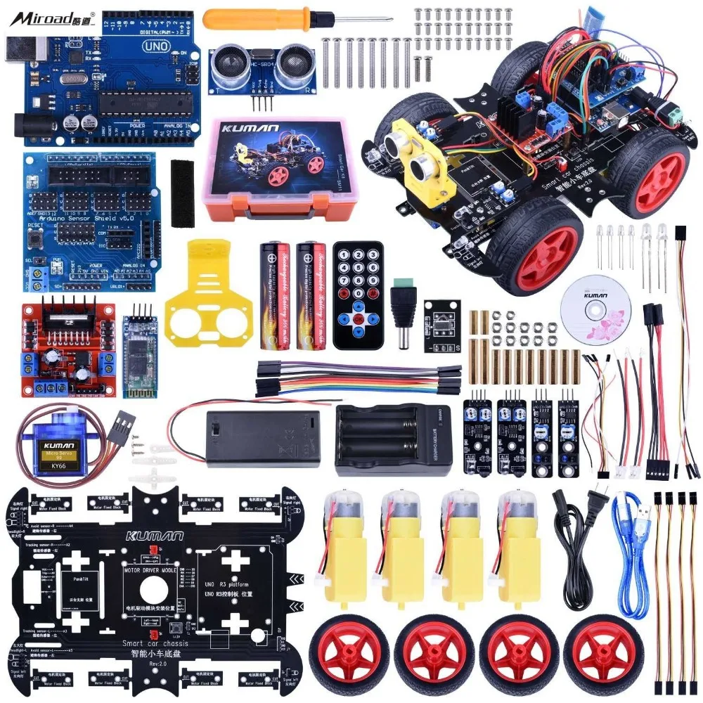 

Upgraded Bluetooth RC Smart Robot Car Kit,Miroad UNO R3 robotics kit building Sets with Line Tracking Module SM11