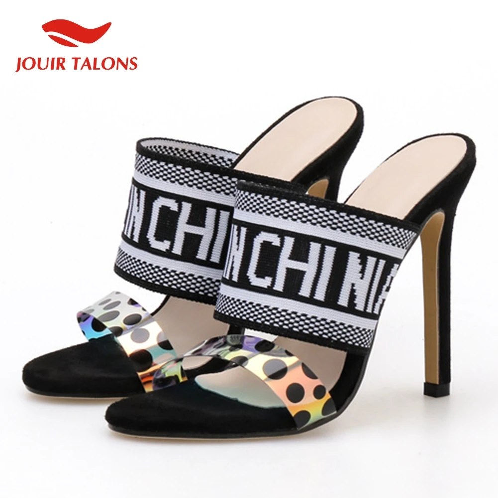 

Brand Design Ladies High Heels Mules Woman Shoes Woman Casual Party Sexy Outside Summer Slippers