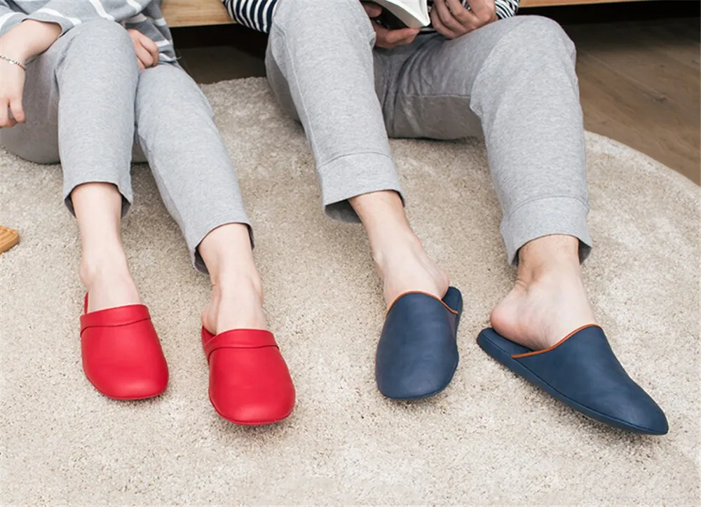 Men Women Leather Home Slippers (4)