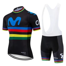 TEAM CHAMPION black movistar cycling jersey bike shorts suit Ropa Ciclismo men quick dry pro bicycle Maillot Pants clothing