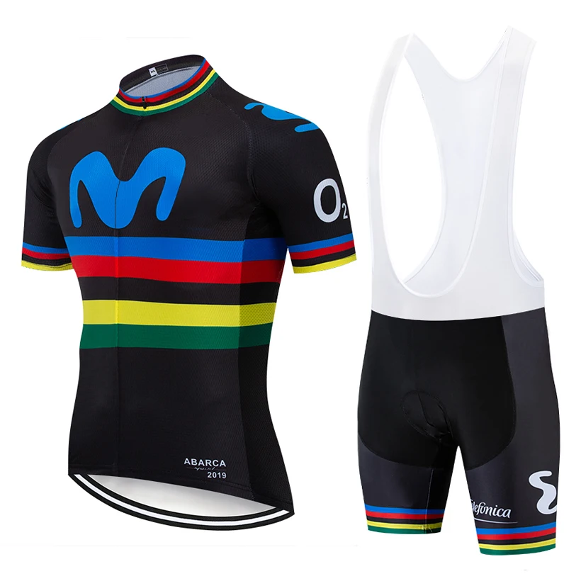 

TEAM CHAMPION 2019 black movistar cycling jersey bike shorts suit Ropa Ciclismo men quick dry pro bicycle Maillot Pants clothing
