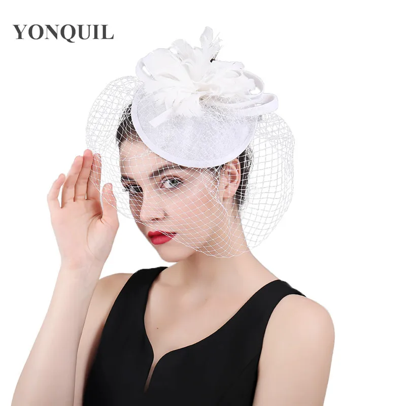 Ladies Church White Hats Feathers Formal Dress Hats Fascinators
