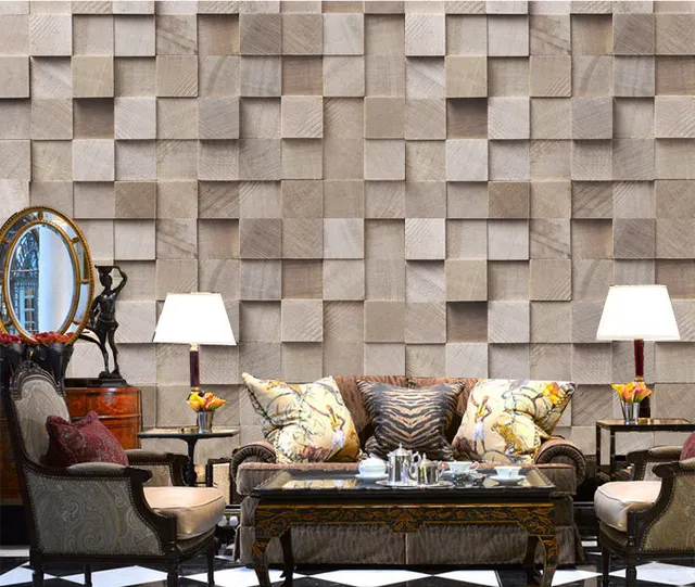 3d Behang Hout Nieuwe europese retro achtergrond behang geschilderd slaapkamer muur 3d behang hout sofa woonkamer achtergrond.jpg 640x640 - 3d Behang Hout