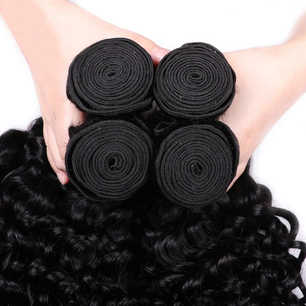 Water Wave Bundles Yavida Brazilian Human Hair Wet and Wavy Human Hair Weave Natural Color Non Remy Hair Extension 1/3/4 Pieces