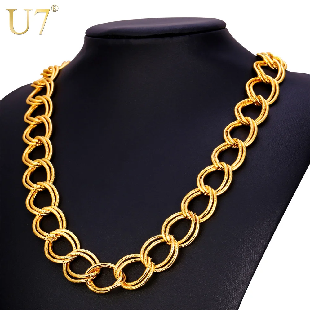 

U7 Trendy American Style Chunky Big Chain For Men Jewelry Wholesale Gold Color 71CM 19MM Long HipHop Chain Men Necklace N457