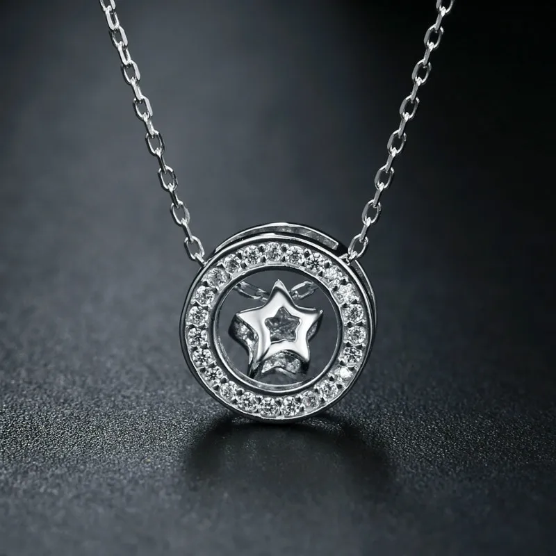 Trendy Necklaces Classic Star Circle Combination Necklace Women Silver