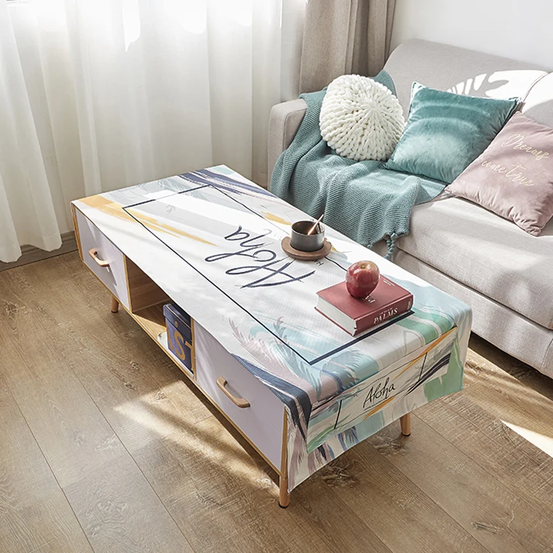 

Feather pattern Tea table cloth living room Waterproof Rectangular Printed Tablecloth Tea table cloth Home Protection 1pcs