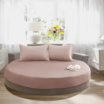 

Quality 100% Pure Cotton Solid Color Bed Sheet Round Fitted Sheet Soft Sheet with Elastic Band 200 cm/ 220 cm free shipping