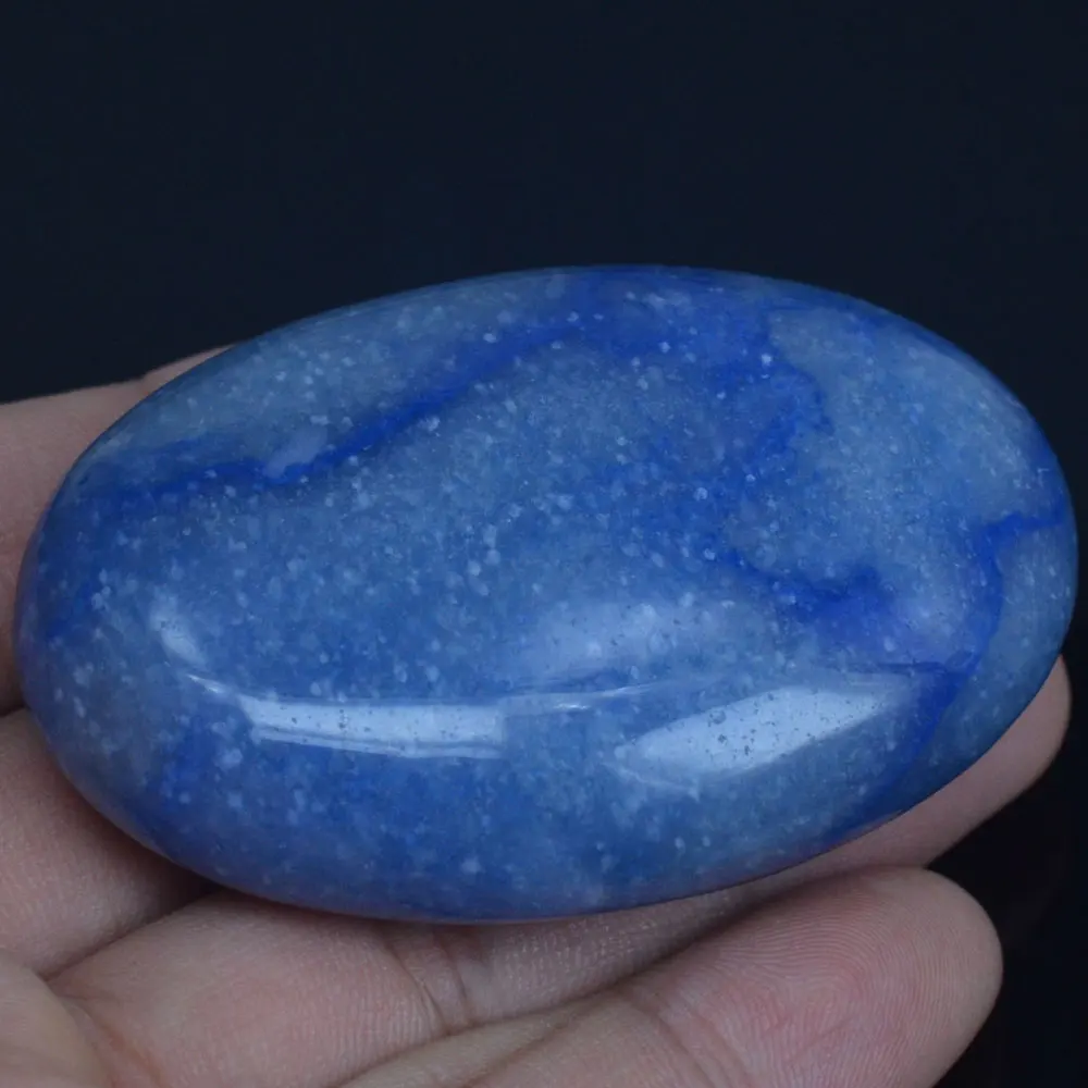 2.36 Inch Natural Blue Quartz Crystal Reiki Healing Quartz Chakra Massage Energy Palm Stone Crafts  