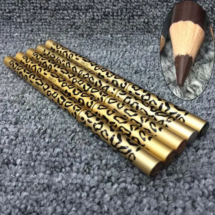 Женский водонепроницаемый коричневый карандаш для бровей карандаш для подводки бровей карандаш со щеточкой леопардовый дизайн металлический корпус макияж инструмент WH998