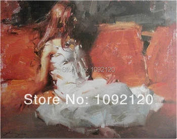 

Handmade Canvas Oil Painting Gap Girl High Quality Pictures White Dress Girls Abercr Ombie For Women Paintings For Home Decor