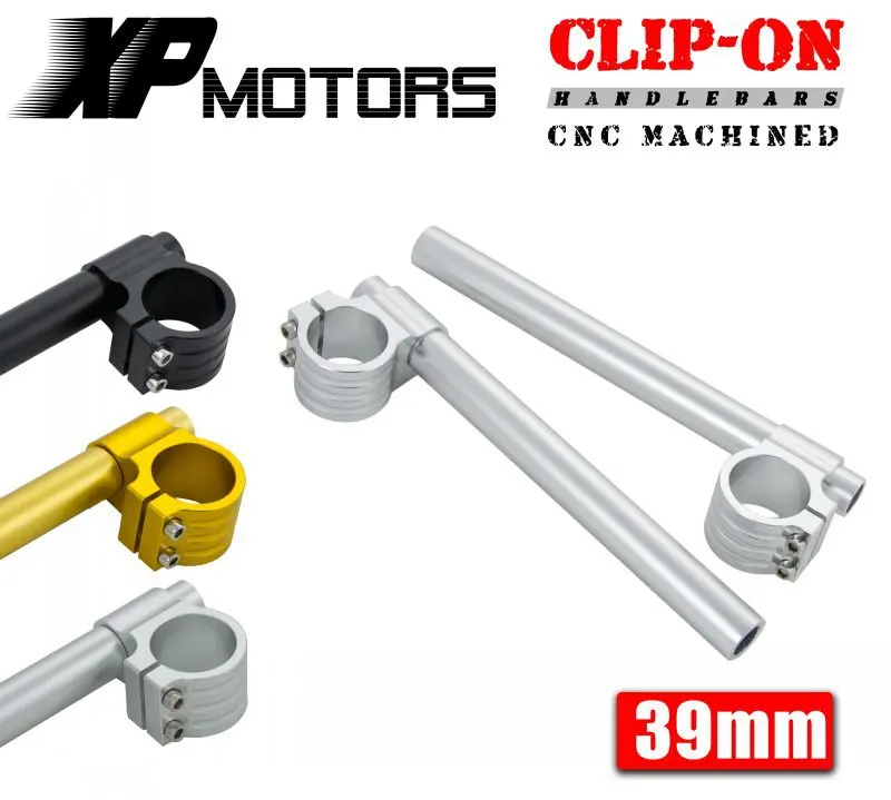 New A Pair Motorcycle Racing Billet CNC 39mm Clip On Handlebars 1 Bar For Harley Davidson
