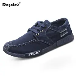 Dagnino осень Для мужчин дышащая холщовая обувь Новый Мужская Мода Удобная однотонная повседневная обувь мужские Кружево-Up Denim Ткань