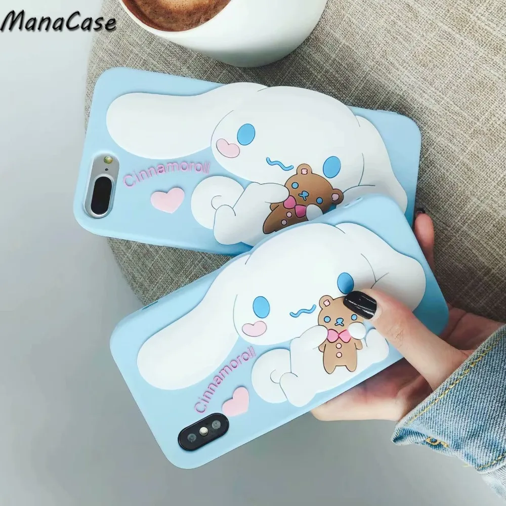 Милый 3D японский Cinnamoroll мультфильм чехол для телефона аниме для iPhone 11 Pro Max X XS MAX XR 6 6s 7 8 Plus Мягкий силиконовый чехол
