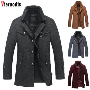 

New Men's Winter Wool Coat Casual Warm Coat Large size Clothes M-4XL Men Brand Business Slim Fit Jackets Thick Coats XZ113
