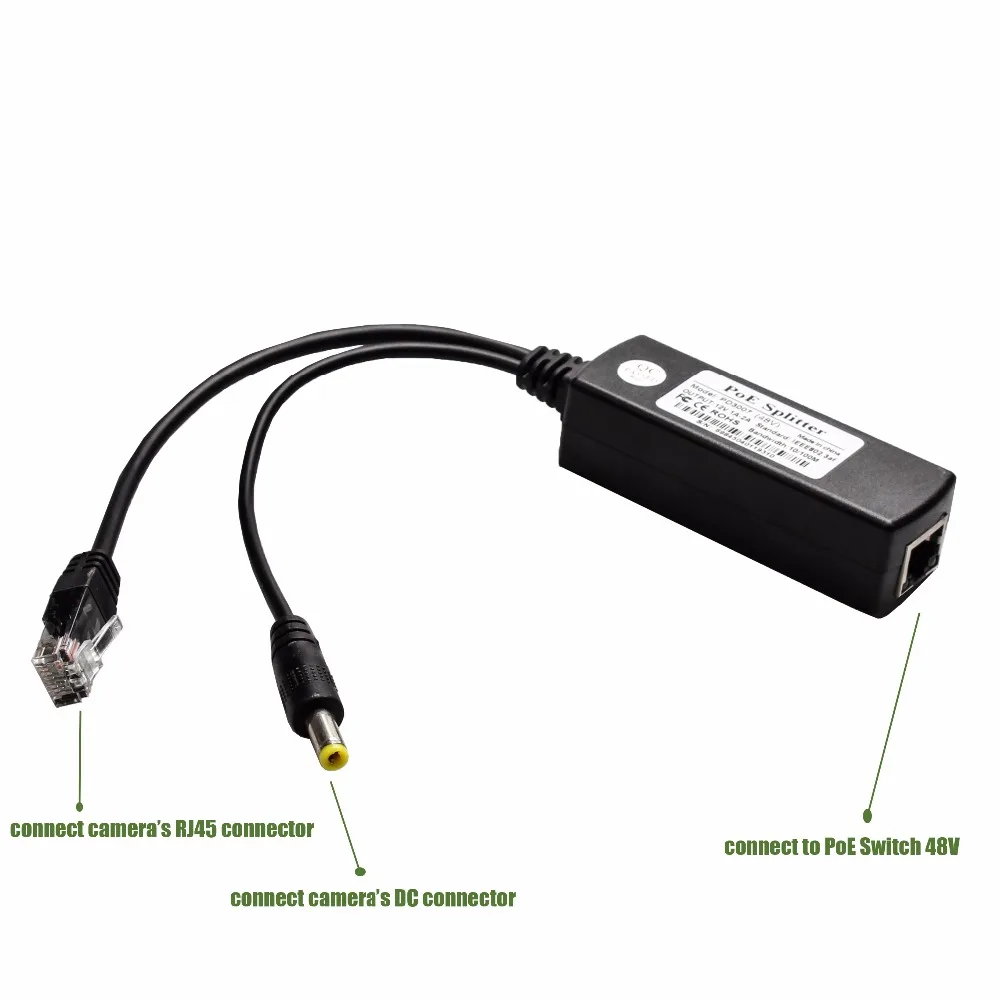 IEEE802.3af 48V PoE Splitter Cable 48V POE Adapter Cable Active POE Splitter Power supply Module 12V Separator