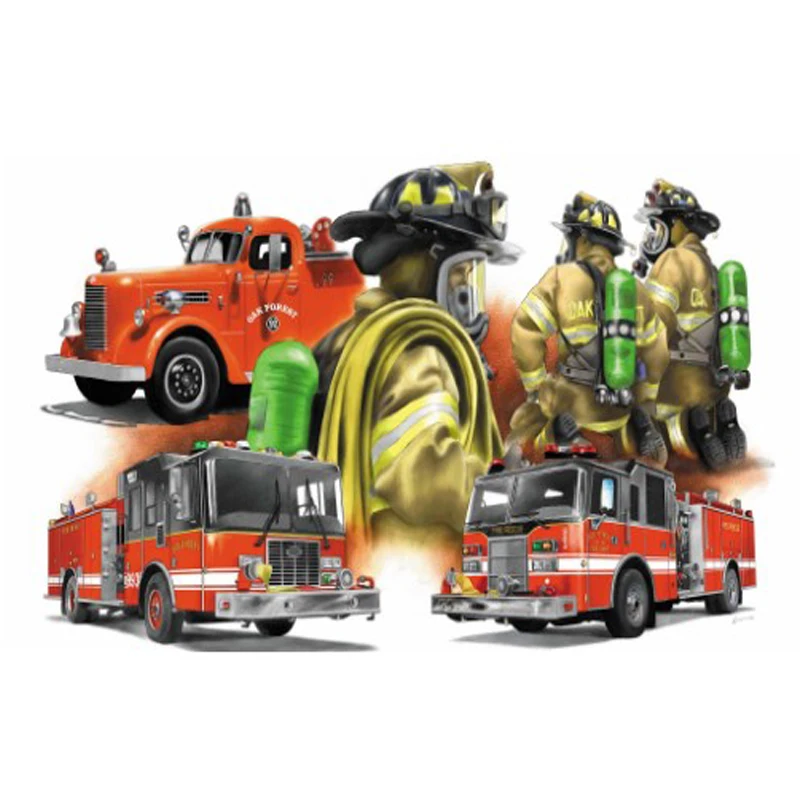

Firemen 5d DIY Diamond Painting Fire engine Cross Stitch Full Square Diamond Embroidery Mosaic Needlework Home Decor Art FZ505