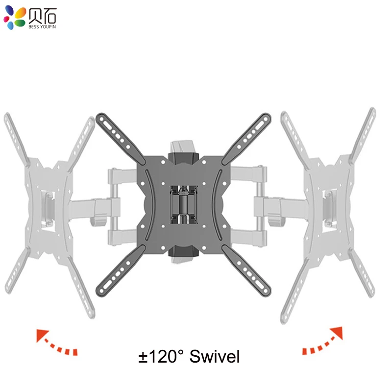 Полный движения ТВ настенное крепление Поворотный кронштейн для наклона для 26-5" светодиодный ЖК-экран с поворотным шарнирным рычагом до VESA 400x400 мм