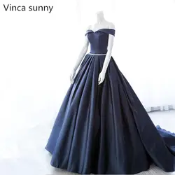 Vinca Sunny новый роскошный Атлас длинное вечернее платье с поясом пикантные без рукавов вечернее платье на выпускной халат De Soiree