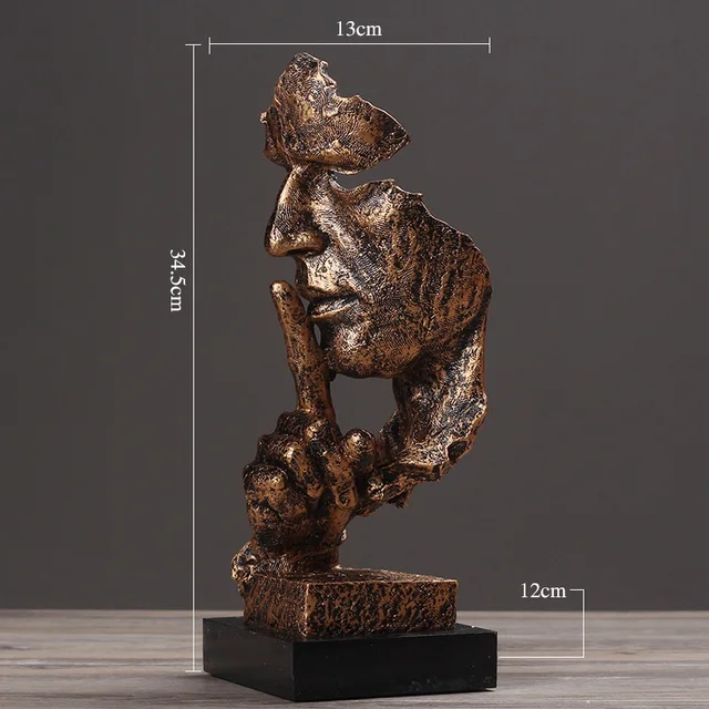 Thinker Statues Figurine Living Room Art Furnishings Silence Is A Gold