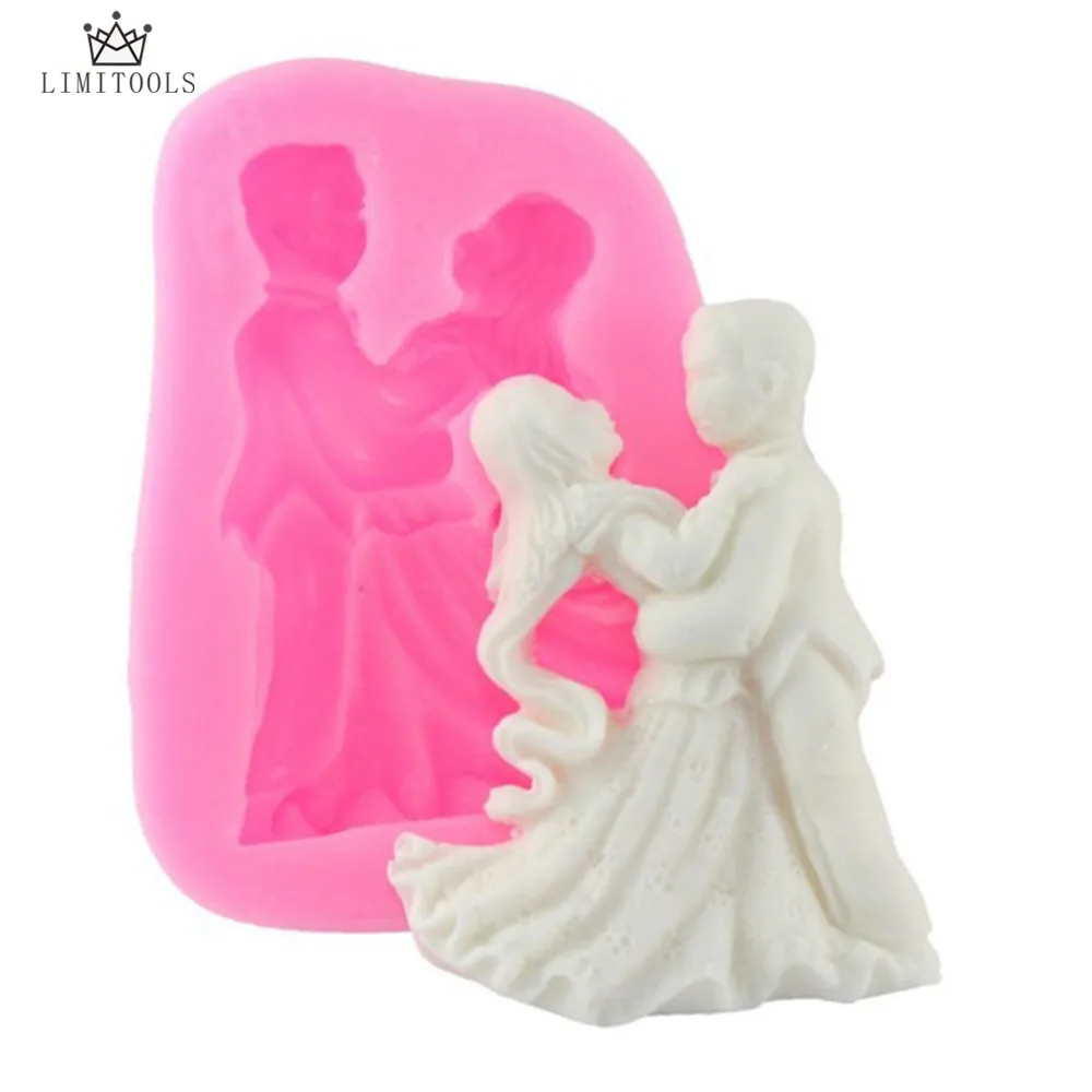 1 PC Love Bride Bridegroom Dance Silicone Cake Mold 3D Fondant