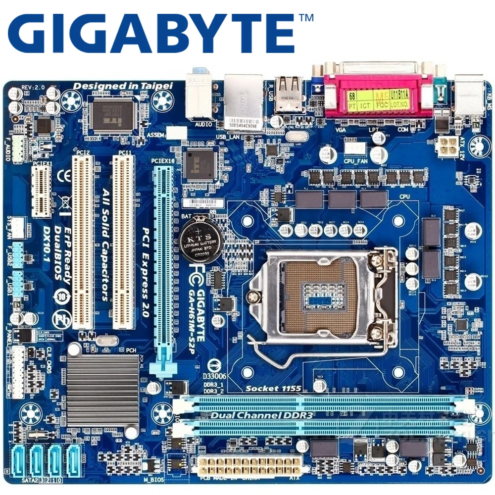 GIGABYTE GA H61M S2P настольная материнская плата H61 Socket LGA 1155 i3 i5 i7 DDR3 16G uATX UEFI BIOS