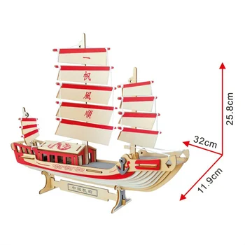 

3D Wooden Crafts Sailing Boat Figurine Ornament Simulation Sailboat Model Home Office Decor YJS Dropship