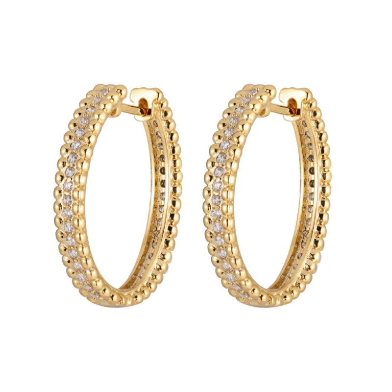 

Fashion Elegant Gold Color Oval Earrings for Women Girl Zircon Style Accessories Jewelry Gift zk40