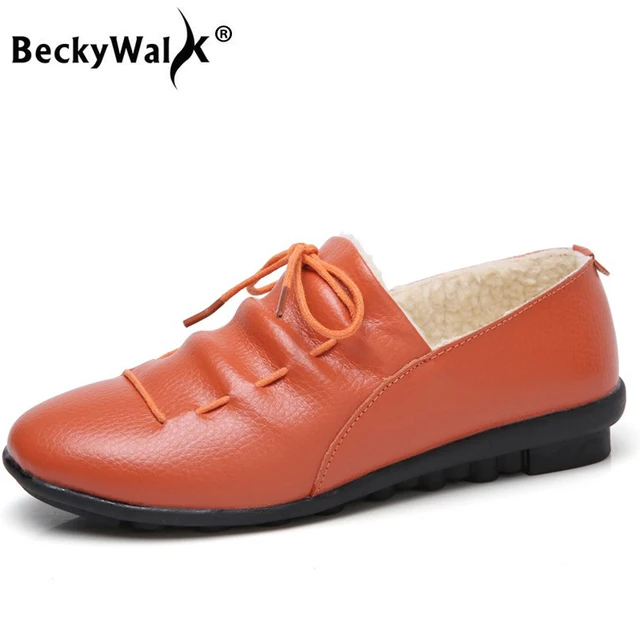 BeckyWalk Winter Genuine Pelle Donna Flats Shoes Warm Plush BeckyWalk Winter Genuine Pelle Donna Flats Flats Flats Shoes Warm Plush 3a471f