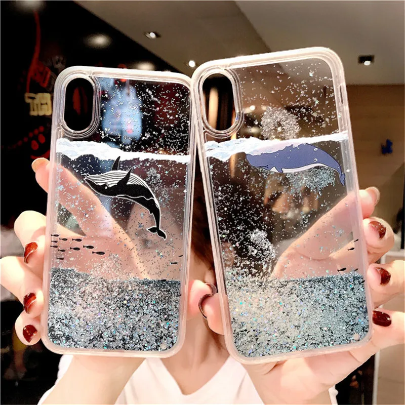 

Luxury Dynamic Liquid Quicksand Phone Case For Iphone 7 8 6 6S Plus Cover Cartoon Silicone Cover Cases For Iphone X 10 Coque