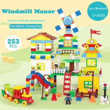 253 шт. наборы строительных блоков набор моделей большой размер Строительный кирпич вращающаяся ветряная мельница подарок на день рождения Развивающие игрушки для детей# E