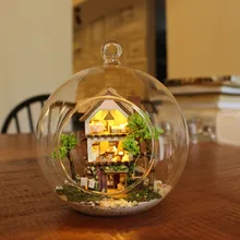 B001 самодельный стеклянный шар модель кукольного домика строительные наборы деревянная мини-Миниатюра ручной работы кукольный домик мини-остров лес мечта