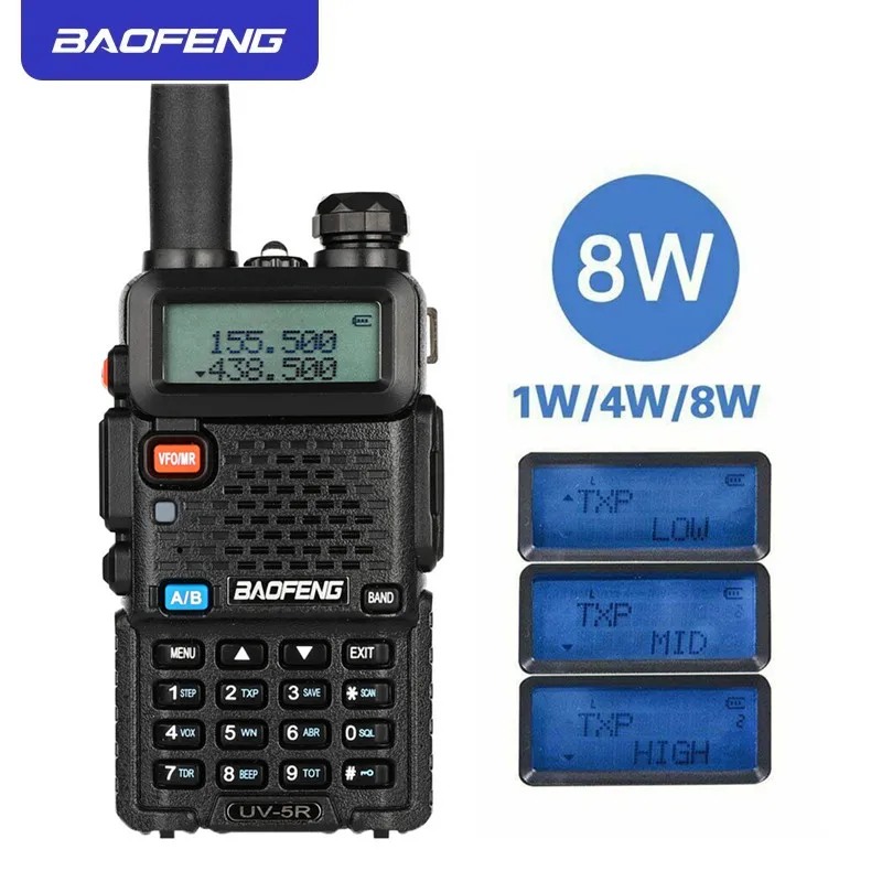 Baofeng UV-5R 8 Вт портативная рация мини Портативная 10 км дальность двухстороннее радио УКВ Двухдиапазонная портативная fm-приемопередатчик CB радио