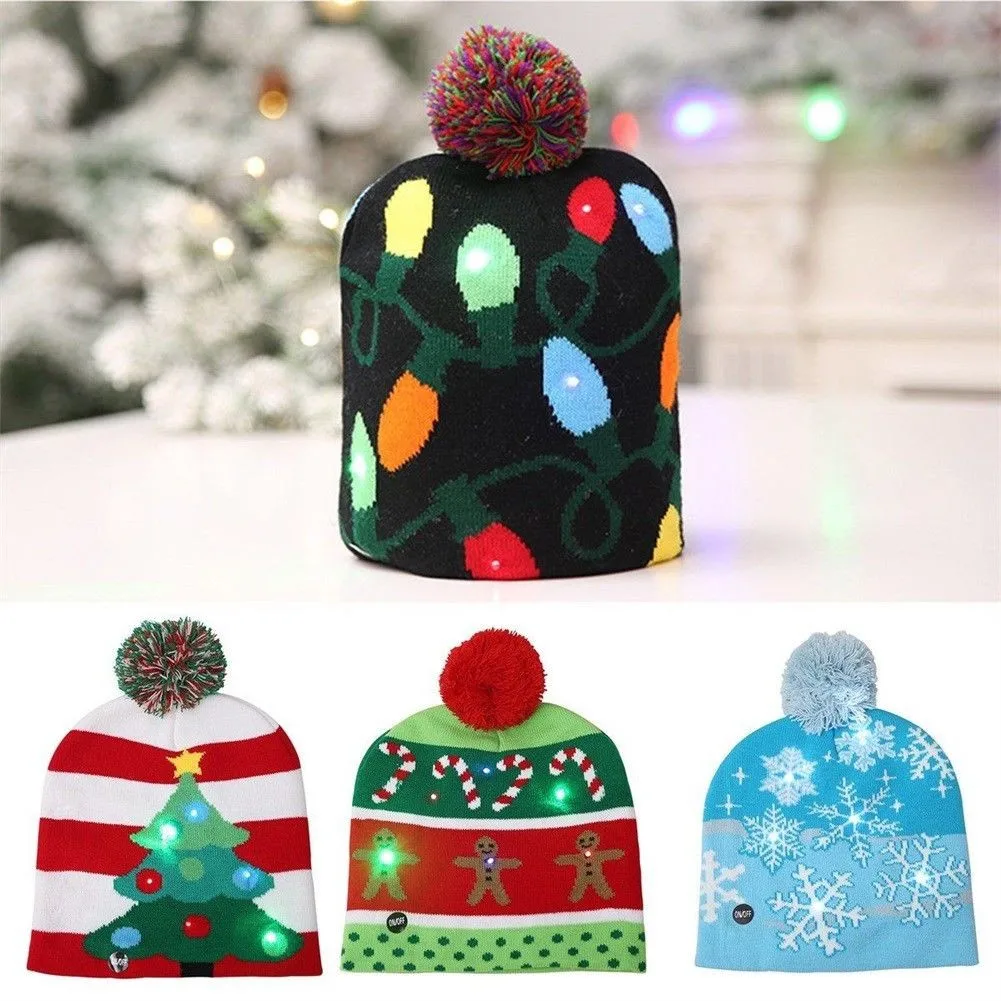 

Kids Adult LED Light Christmas Hat Santa Claus Reindeer Snowman Xmas Gifts Cap cristmas decoration gorro navidad W301023