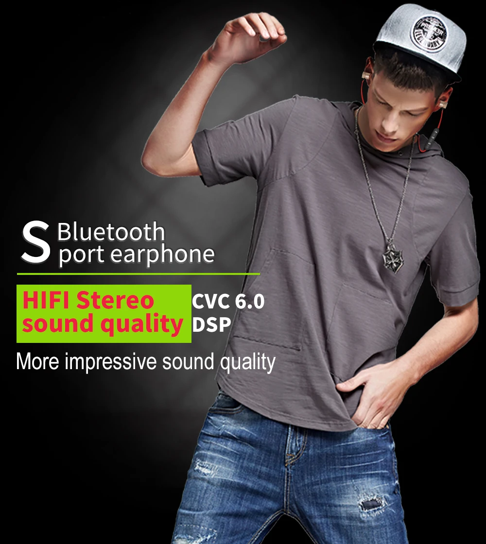 YODELI V4.1 Bluetooth Headset Metal Magnetic Wireless Stereo Earphone Headphones with Mic Sports Earphone Earbud for Sweatproof (10)