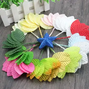 

10pcs free shipping artificial flowers simulation rose leaf gold leaves fake silk flower floral decoration leaf home