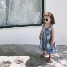 Стильный комбинезон в клетку для девочек, хлопковые осенние модные штаны для девочек 1-5 лет