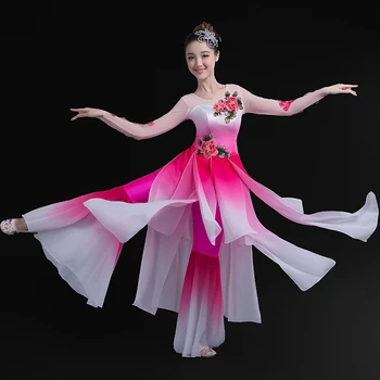 

Embroidery Floral Elegant Folk Dancing Clothes Classic Stage Performance Clothing Chinese Women Yangko Dance Costume 3XL 4XL