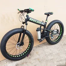 Custom version 26inch electric mountain bike snow Beach fat tire folding ebike PAS power assisted riding 250w-1000w motor