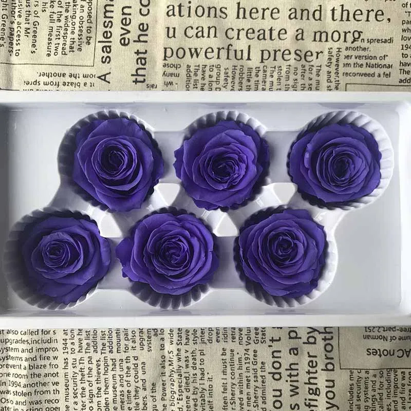 Уровень B сохраненные свежими розовыми цветами бессмертная роза 5-6 см диаметр День матери DIY Свадьба вечная жизнь цветок материал подарок - Цвет: Purple
