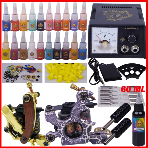 

YLT-79 Tattoo kit complete tattoo tool equipment 2machines permanent makeup machine tip needles power supply set