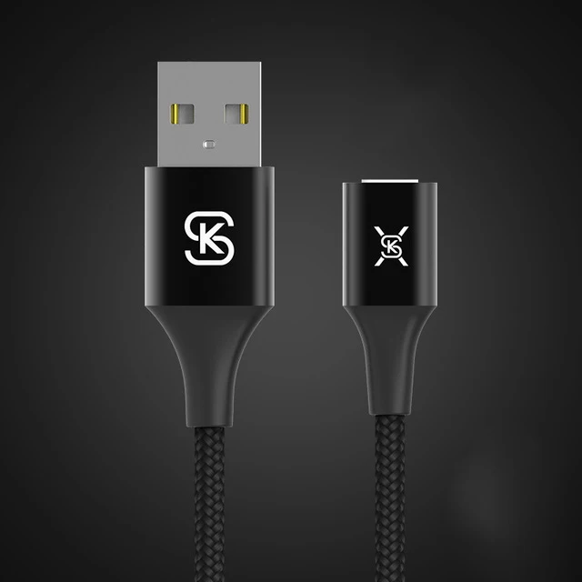 SIKAI 0,5 m 3A нейлоновый Магнитный кабель Micro USB C кабель для Android 5A 1 м Магнитный кабель Автомобильное зарядное устройство для type C кабель освещения - Цвет: only black cable