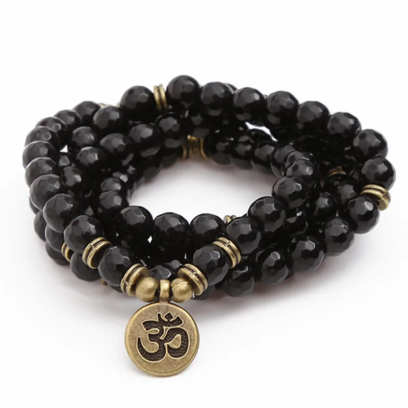 DIEZI Casual Black Obsidian Beads Bracelets Sports Women Men 108 Mala