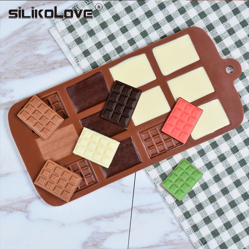 SILIKOLOVE 3d квадратная форма силиконовые формы для шоколада бар для конфет выпечки торт 12 даже не прилипает плесень, Выпечка кухня печь безопасный