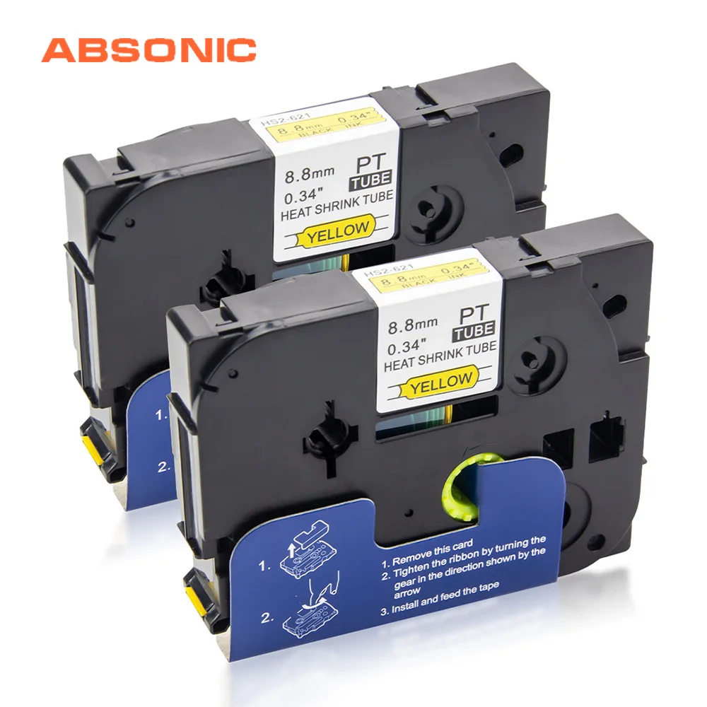 Absonic 2 шт. термоусадочная трубка HSe621 HSe-621 8,8 мм * 1,5 м Картридж Ленты для маркировки совместимое устройство для печатания этикеток для Cabel Mark