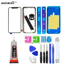Verre extérieur d'écran avec cadre central OCA +, pour iPhone 11 pro max X XR XS Max, Kit de remplacement de lunette avant, colle 9ml B7000