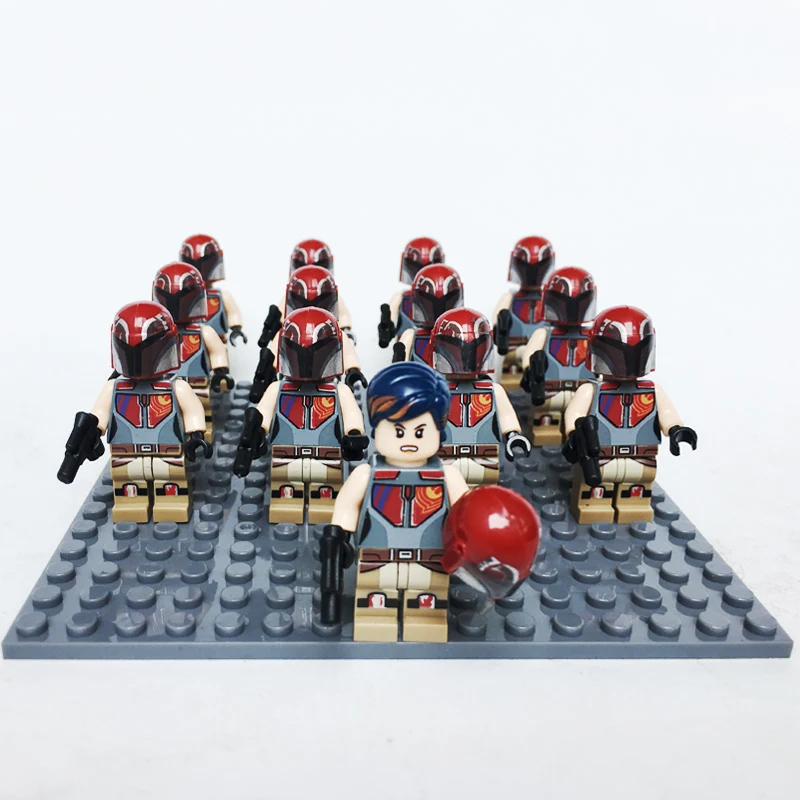 

13pcs/lot Star Wars Sabine Wren Mandalorian SW296 Jet Pack Green sw607 Weapons Compatible sw616 block Mini toy figs