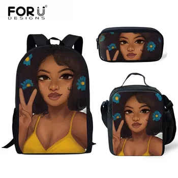 

FORUDESIGNS School Bag For Children Black Queen African Girl Schoolbag For Girls Girl Kids Bag Mochila Feminina Escolar Infantil
